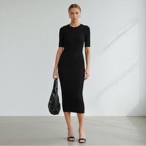 ENJA COSTA Black Midi Dress